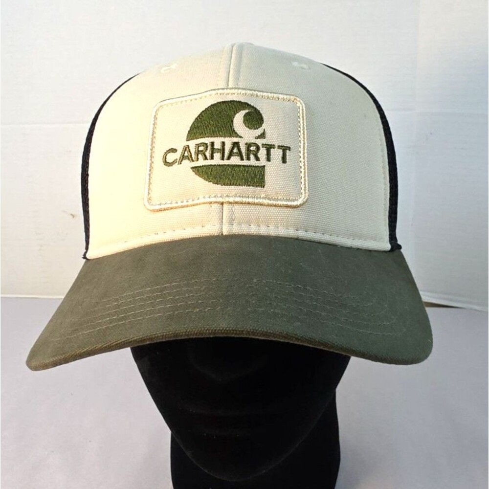 NWOT Carhartt Trucker Hat Snapback OSFM Two Tone Olive Tan Cap, Breathable Mesh